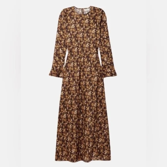 Doen Amande Floral Cotton Voile Maxi Dress Fern Grove Floral Large Long Sleeve - Picture 2 of 10